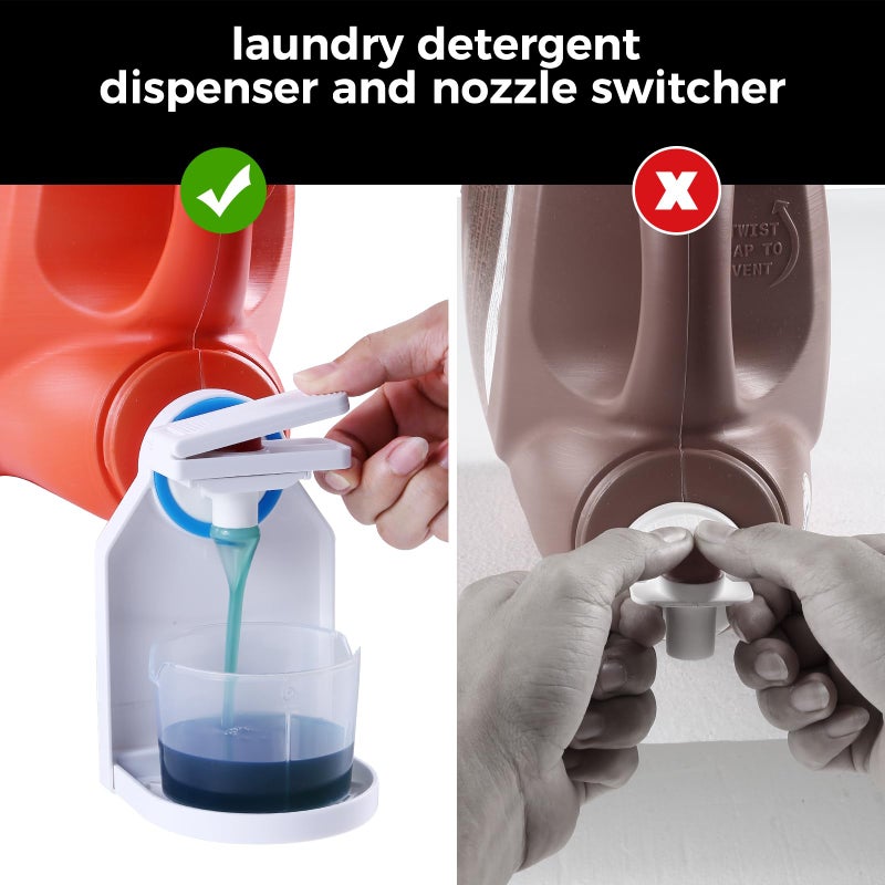 KERZEAT Laundry Detergent Dispenser Cup Holder & Nozzle Force-Saving Switch, Drip Catcher, Soap Dispenser, Room Organization and Storage - Image 2
